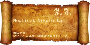 Neuliszt Nikoletta névjegykártya